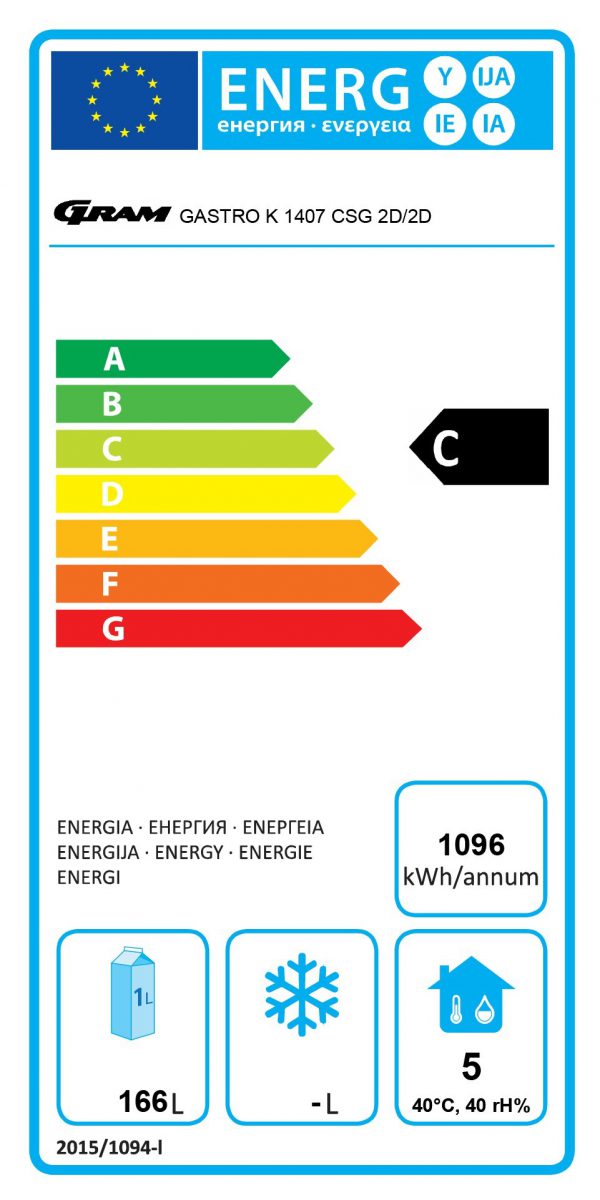 energieklasse C koelwerkbank gram K1407 2d/2d l2